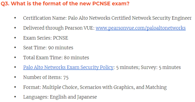 Certification PCNSE Exam Infor